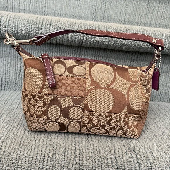 Coach   Patchwork mini bag  Satchel signature canvas  brown tan purple  vintage - Picture 1 of 16